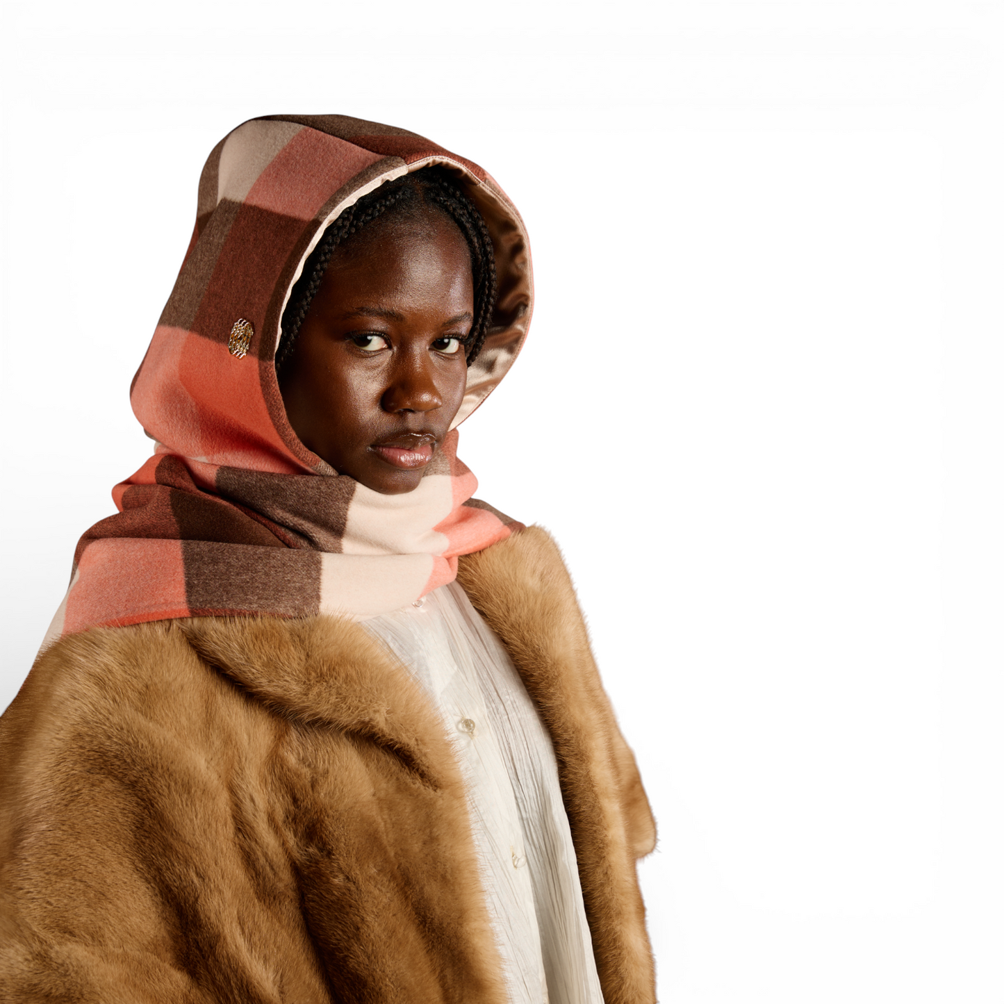 Rei's "Pecan Pink" Hooded Scarf II